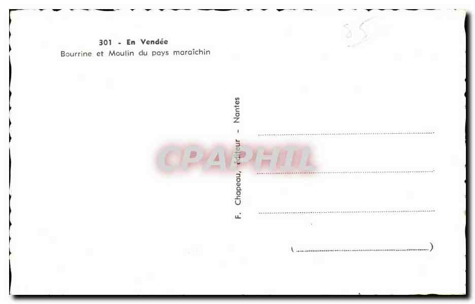 CPSM En Vendee Bourrine et moulin du pays maraichin — Rückseite