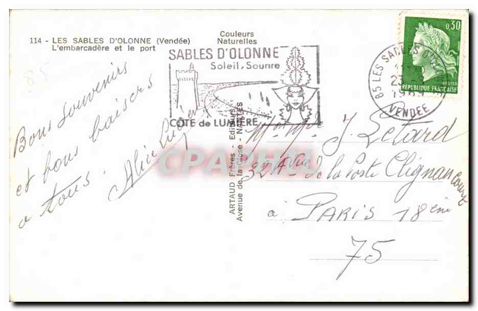 CPSM Sables d'olonne L'embarcadere et le port Bateau Pilote Garnier — Rückseite