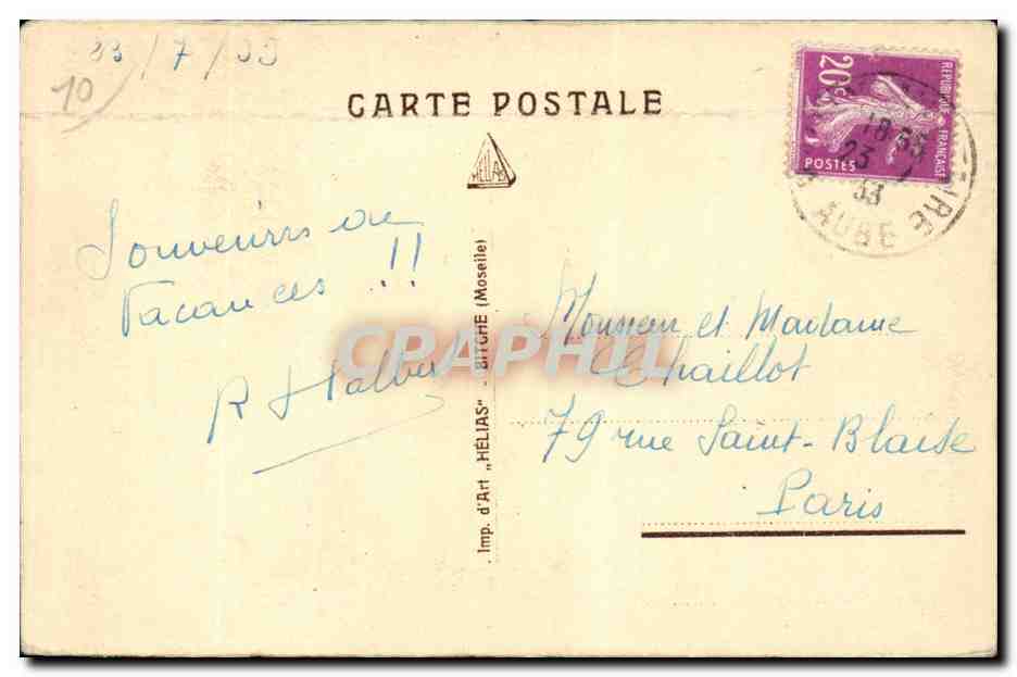 Mailly le Camp — L'entrée du Camp, les anciens bâtiments — Imp. d'Art 'HELIAS' (Moselle) — Rückseite
