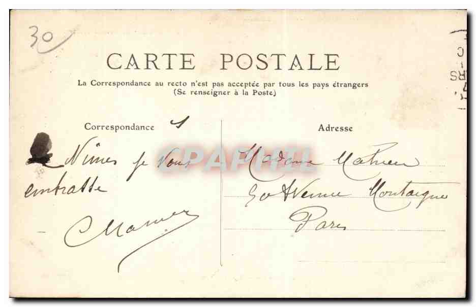 CPA Nimes Boulevard Victor Hugo — Rückseite