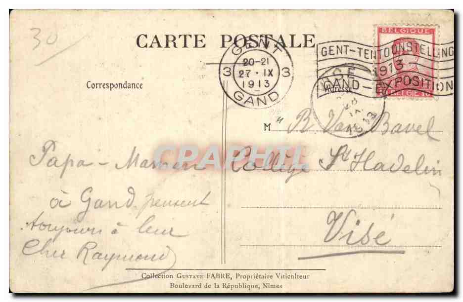 Nîmes - L'Esplanade - Les Arènes - Palais de Justice - Fontaine Pradier — Collection Gustave Fabre, Propriétaire-Viticulteur, Boulevard de la République, Nîmes — Rückseite