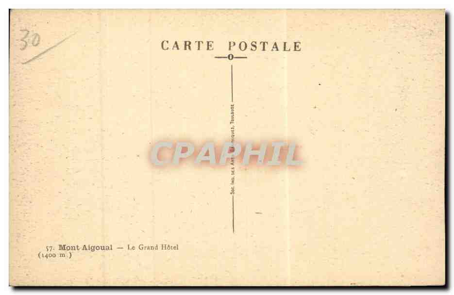 CPA Mont Aigoual Le grand hotel — Rückseite