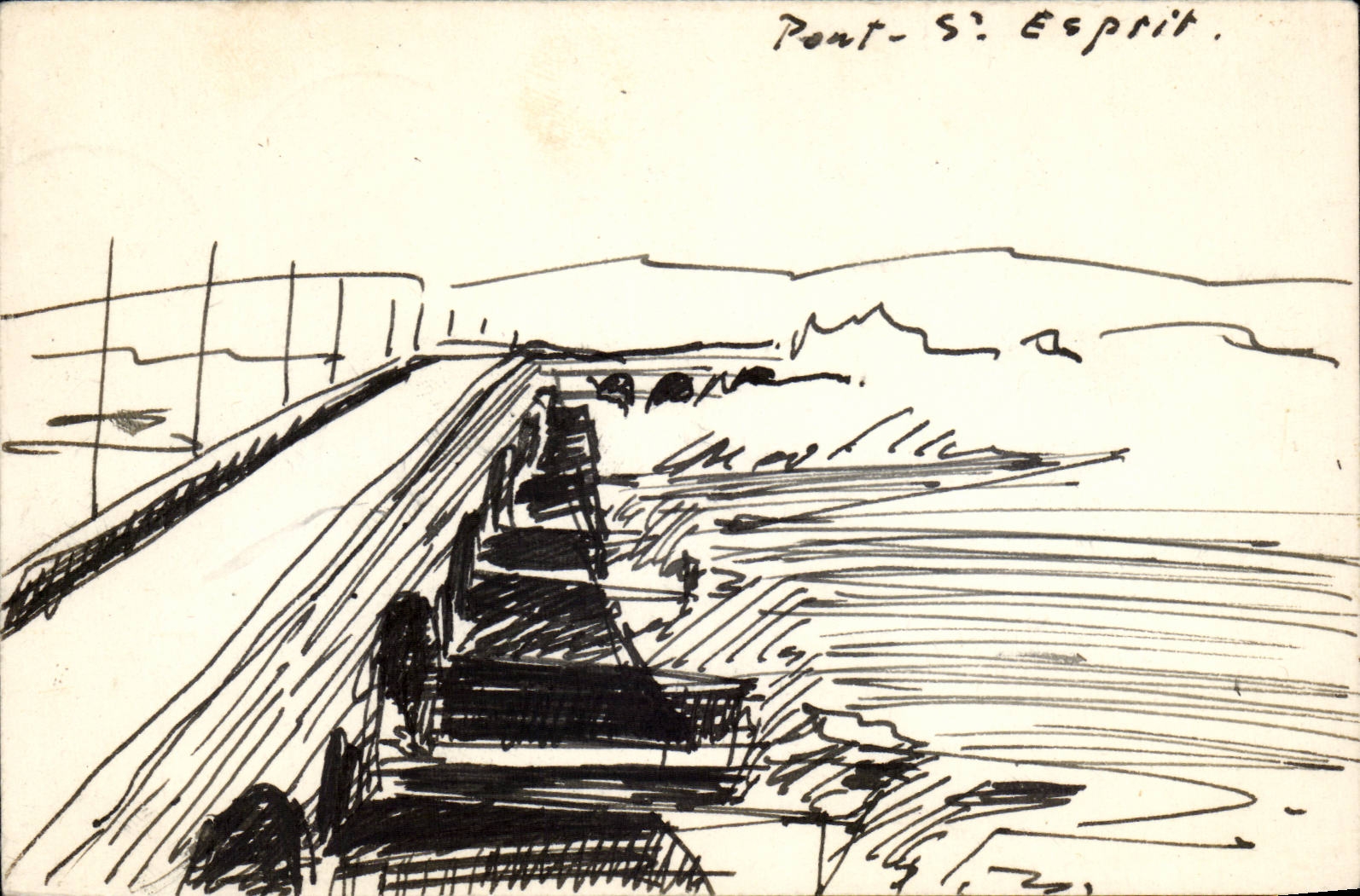 CPA Pont Saint Esprit 1950 (dessin a la main)
