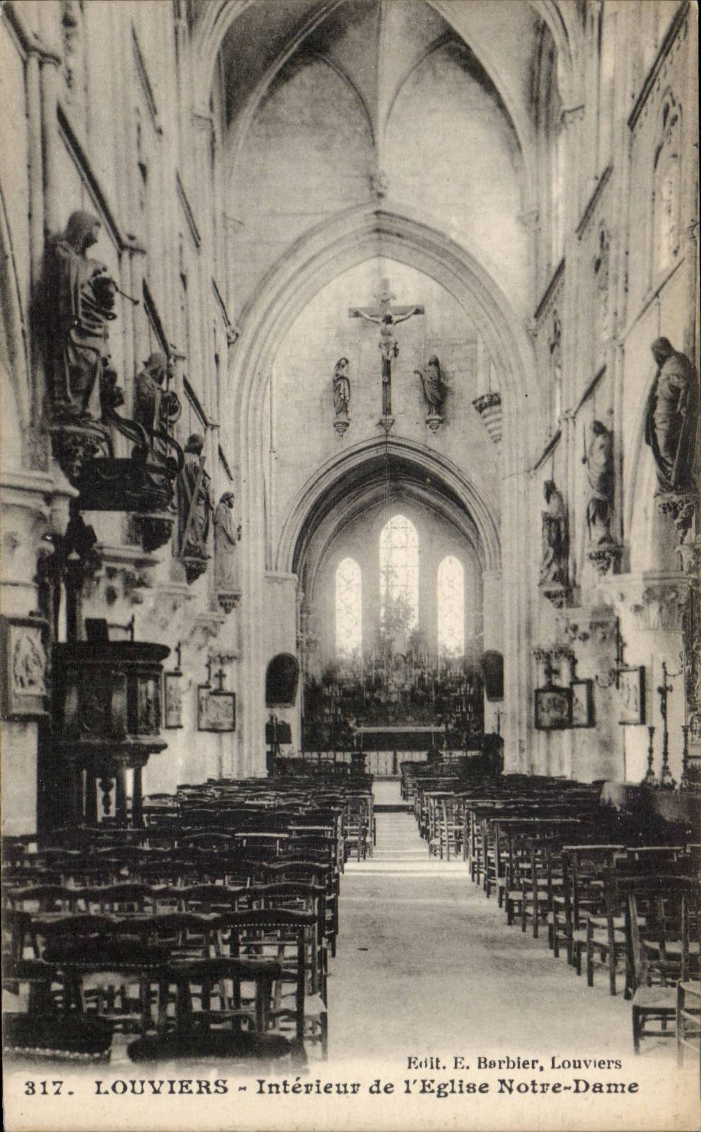 Louvières - Intérieur de l'Église Notre-Dame — Édit. E. Barbier, Louvières, n° 317