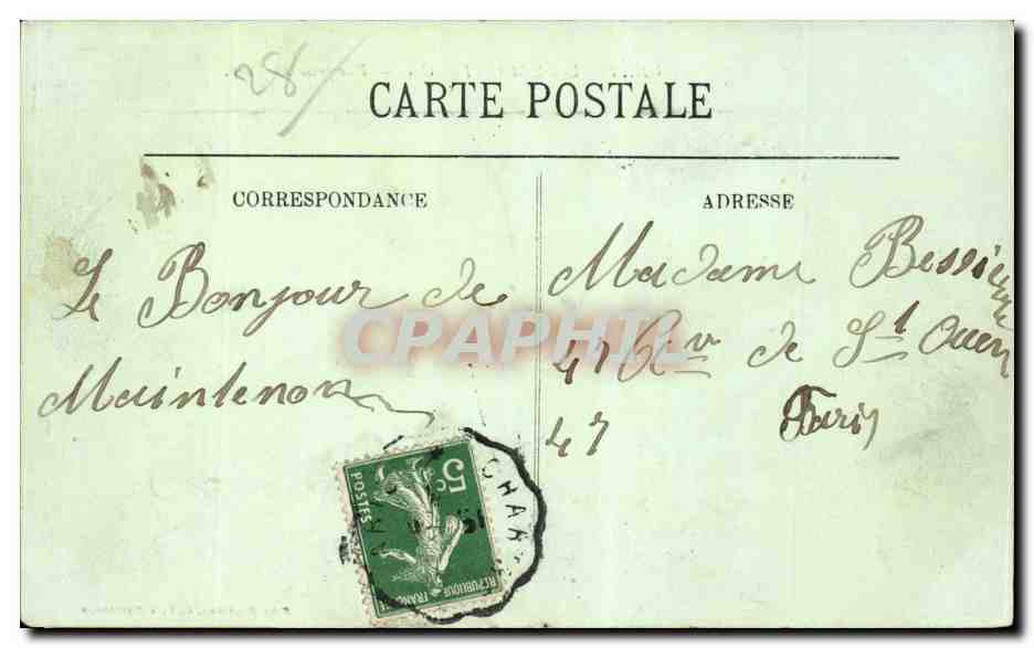 Château de Maintenon — Vue prise du Parc — Mme Rousseau, édit., à Maintenon — Rückseite