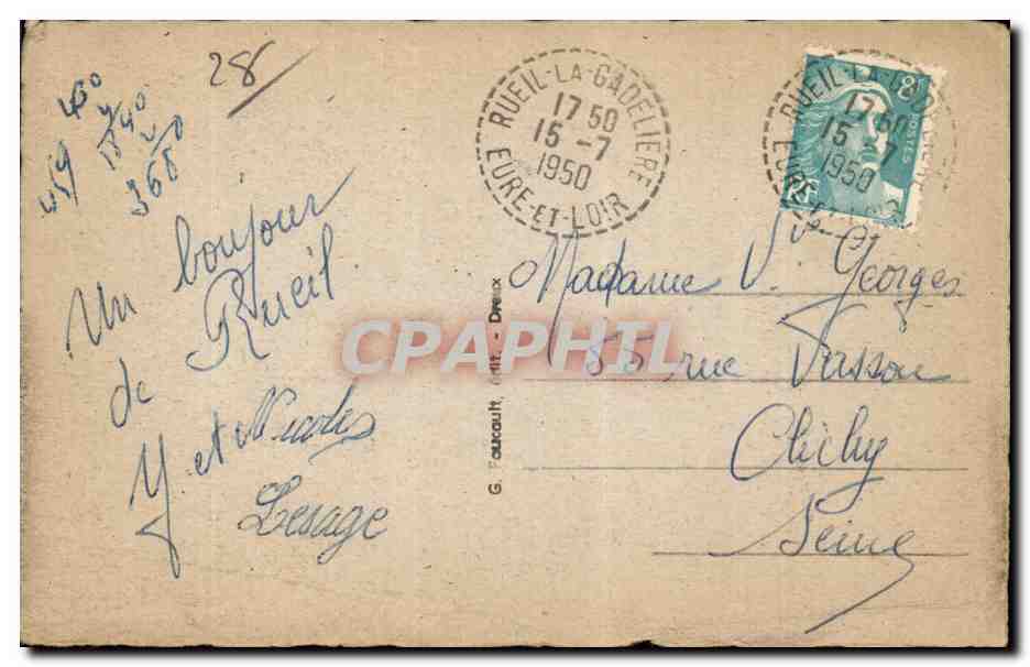 Environs de RUEIL-la-GADELIÈRE (E.-et-L.) — Le Château de MONTUEL (XVIIIe siècle) — Reverso