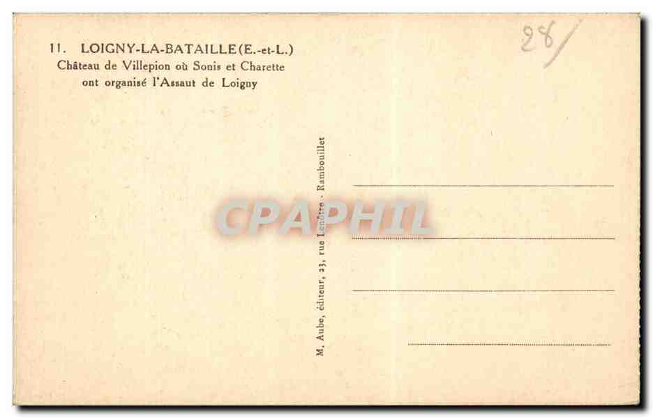 Château de Villepion — Loigny-la-Bataille (E.-et-L.) — M. Aube, éditeur, rue Lantéreur, Rambouillet — Achterkant