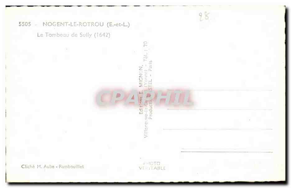 Tumba de Sully — Nogent-le-Rotrou (E-et-L.) — Editor E. Mignon, n° 5505 — Reverso