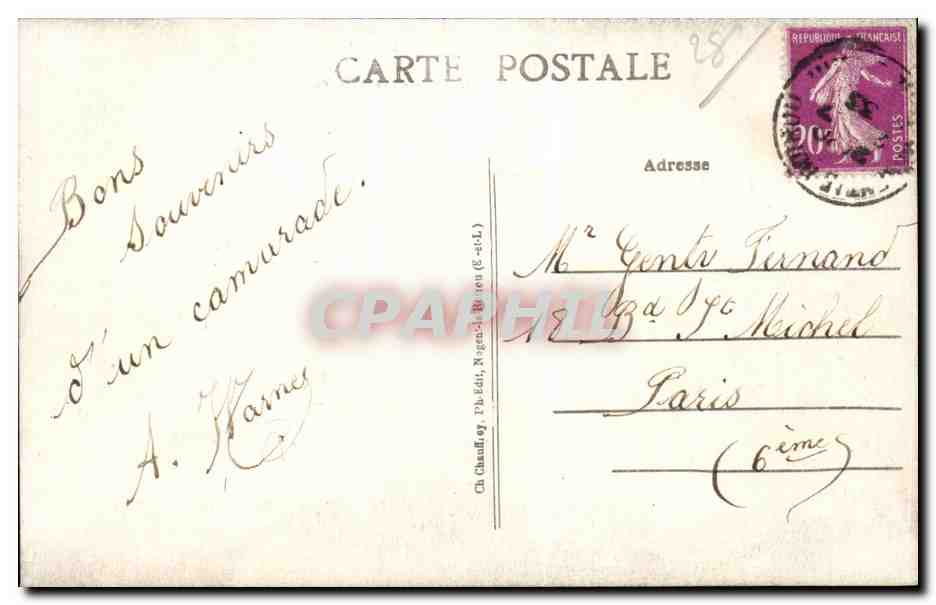 Nogent-le-Retrou — Le Square Maréchal Joffre — éditeur Ch. Chaudié, n° 206 — Rückseite