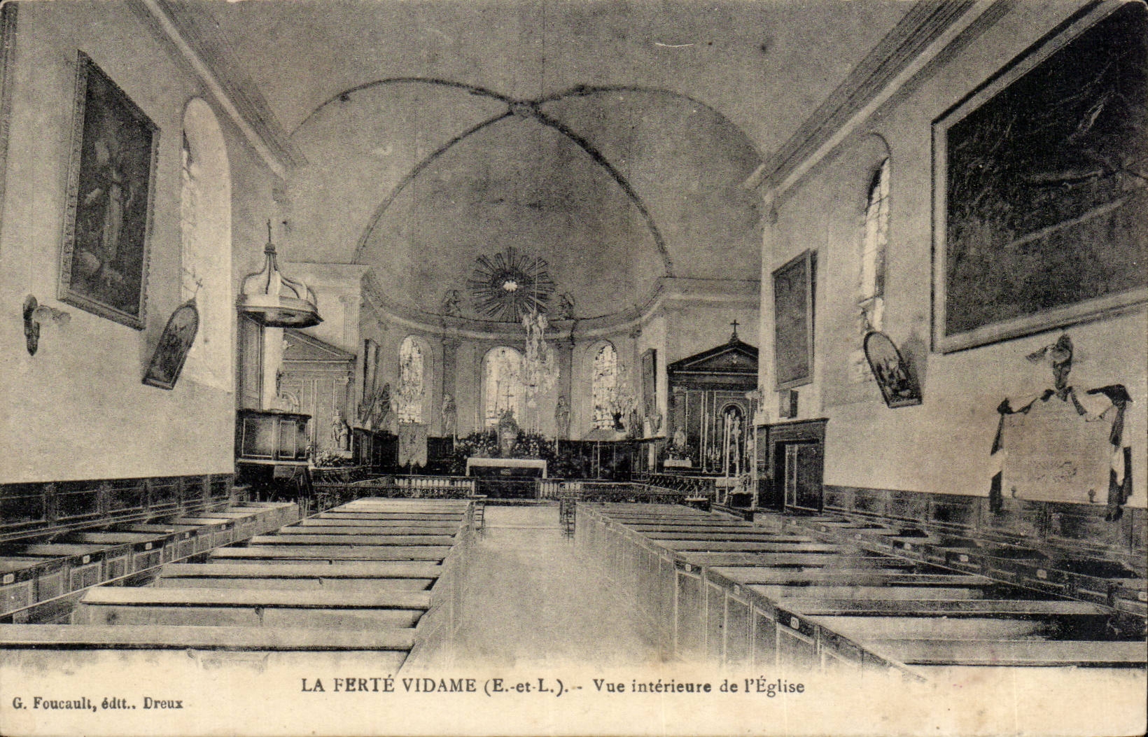 La Ferté-Vidame (E.-et-L.) — Vue intérieure de l'Église — G. Foucault, édtt. Dreux