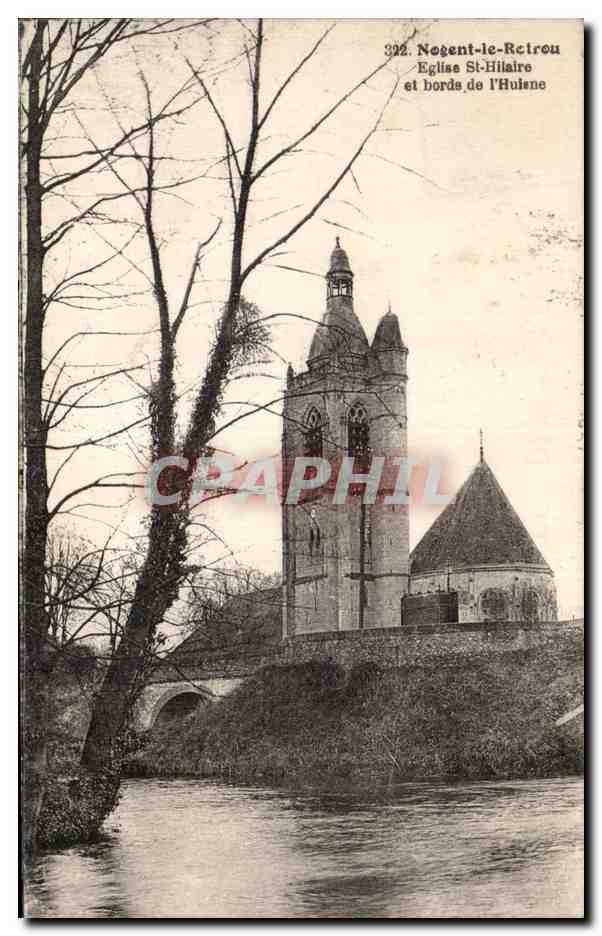 Nogent-le-Rotrou — Église Saint-Hilaire et bord de l'Huisne — Ob. Chauffroy, Nogent-le-Rotrou (n°322)
