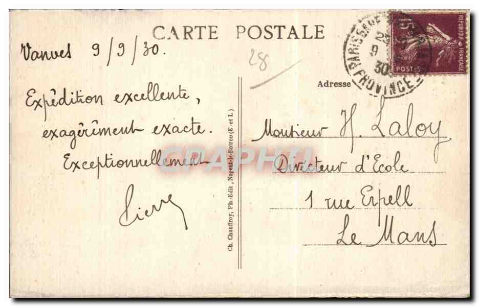 Nogent-le-Rotrou — Église Saint-Hilaire et bord de l'Huisne — Ob. Chauffroy, Nogent-le-Rotrou (n°322) — Reverso