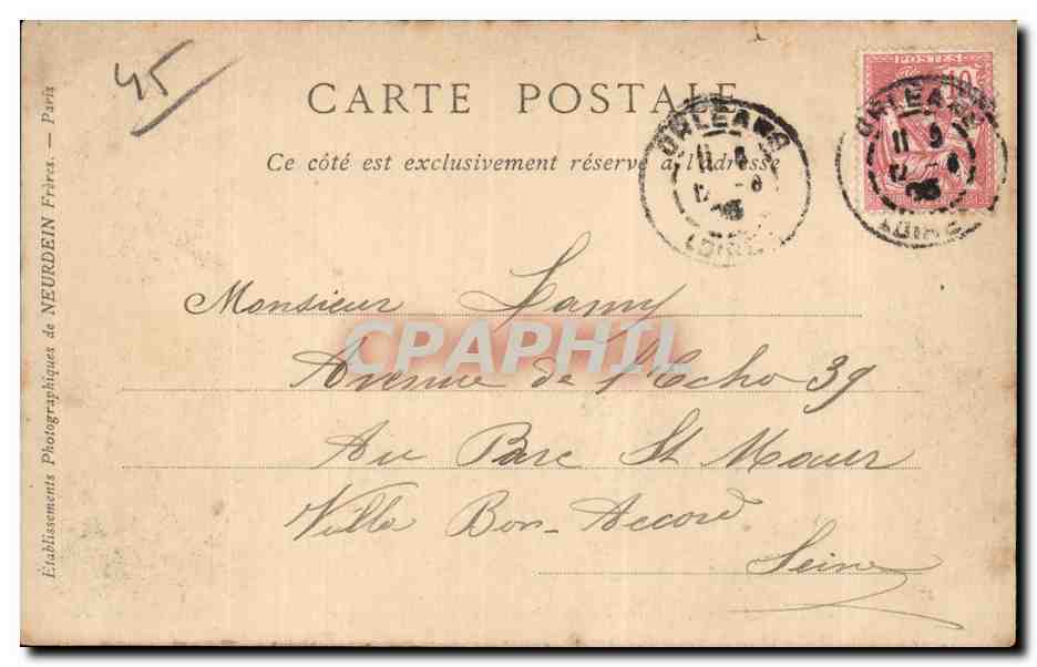 CPA Orleans Perspective des rues Bannier et de la Republique — Verso