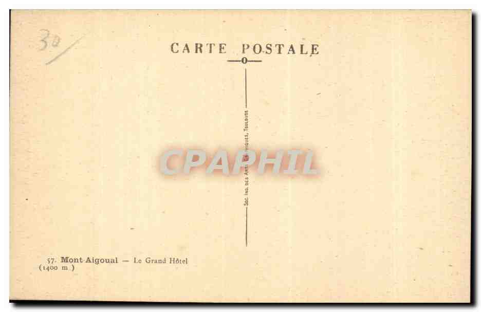 CPA Mont Aigoual Le grand hotel — Rückseite