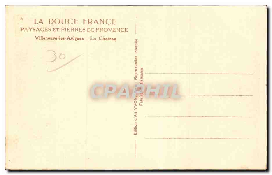 Villeneuve-lès-Avignon — Il Castello — Edizione d'Arte YVON — Verso