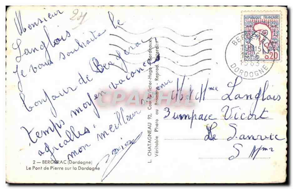 Bergerac — Perle der Dordogne — L. Chatagneau, n°2 — Rückseite