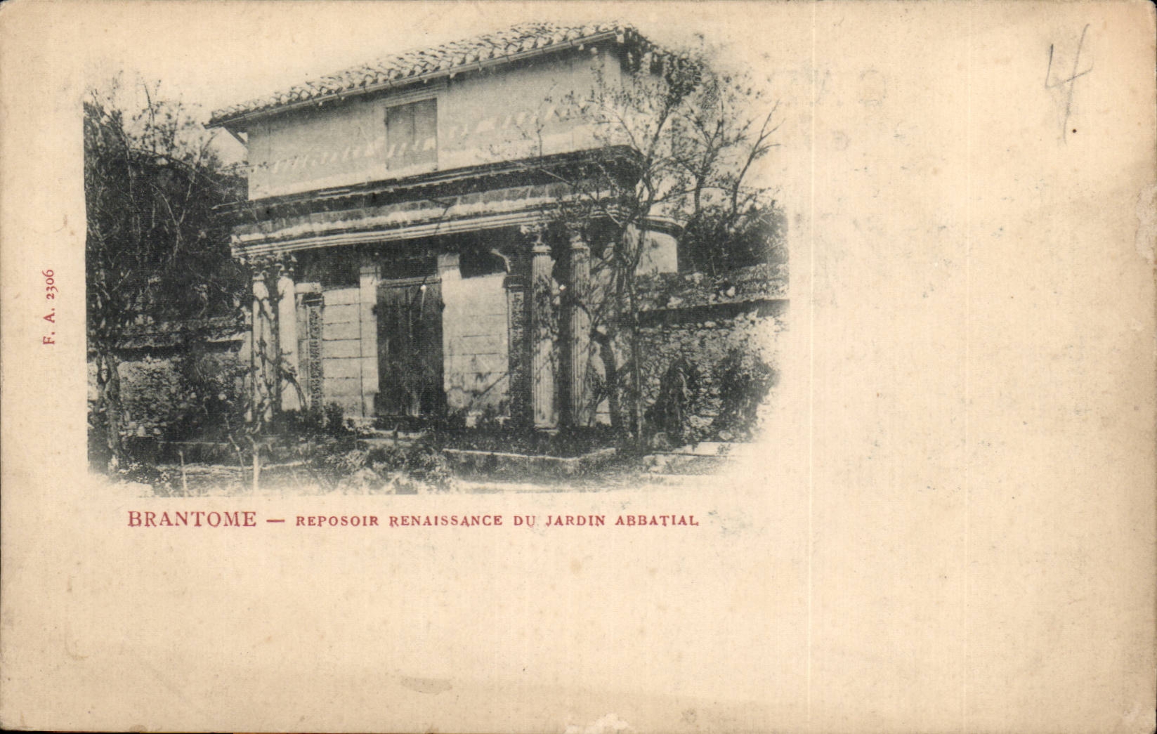Brantôme — Reposoir Renaissance du Jardin Abbatial — F.A. 2306