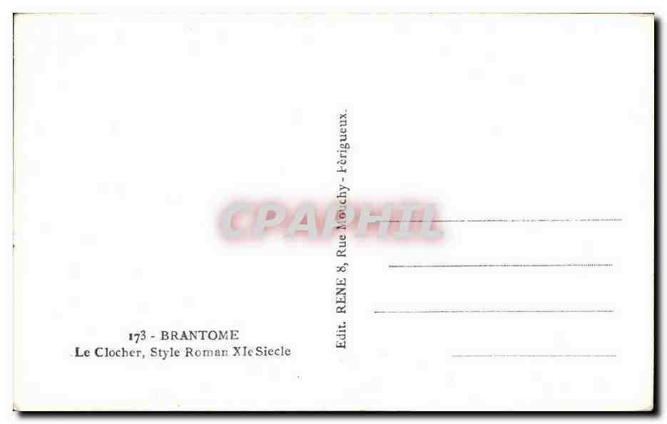 CPA Brantome Le clocher Style roman — Rückseite
