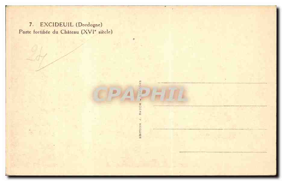 Excideuil (Dordogne) — Porte fortifiée du château (XVIe siècle) — Édition J. Mauch - Niouges — Back