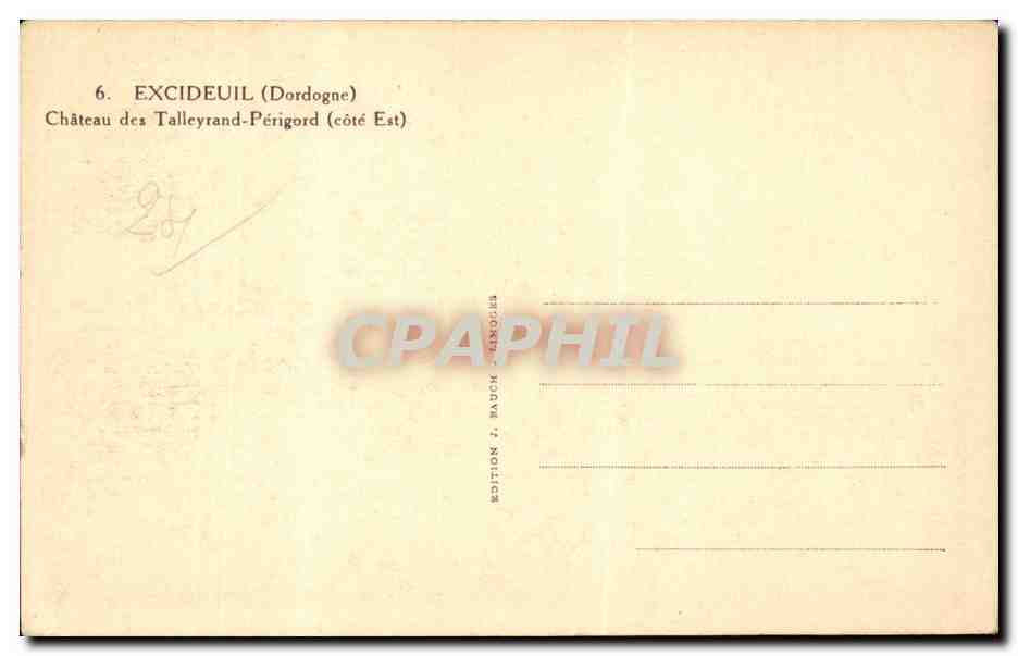 Excideuil (Dordogne) — Château des Talleyrand-Périgord (côté Est) — Édition J. Bauch — Back