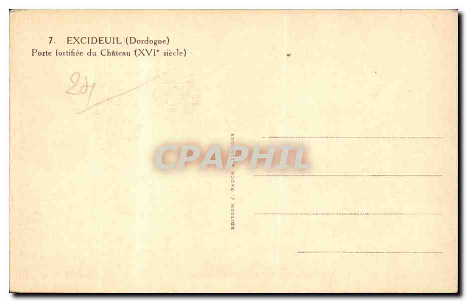 CPA Excideuil Chateau des Talleyrand Perigord Porte fortifiee du chateau — Rückseite