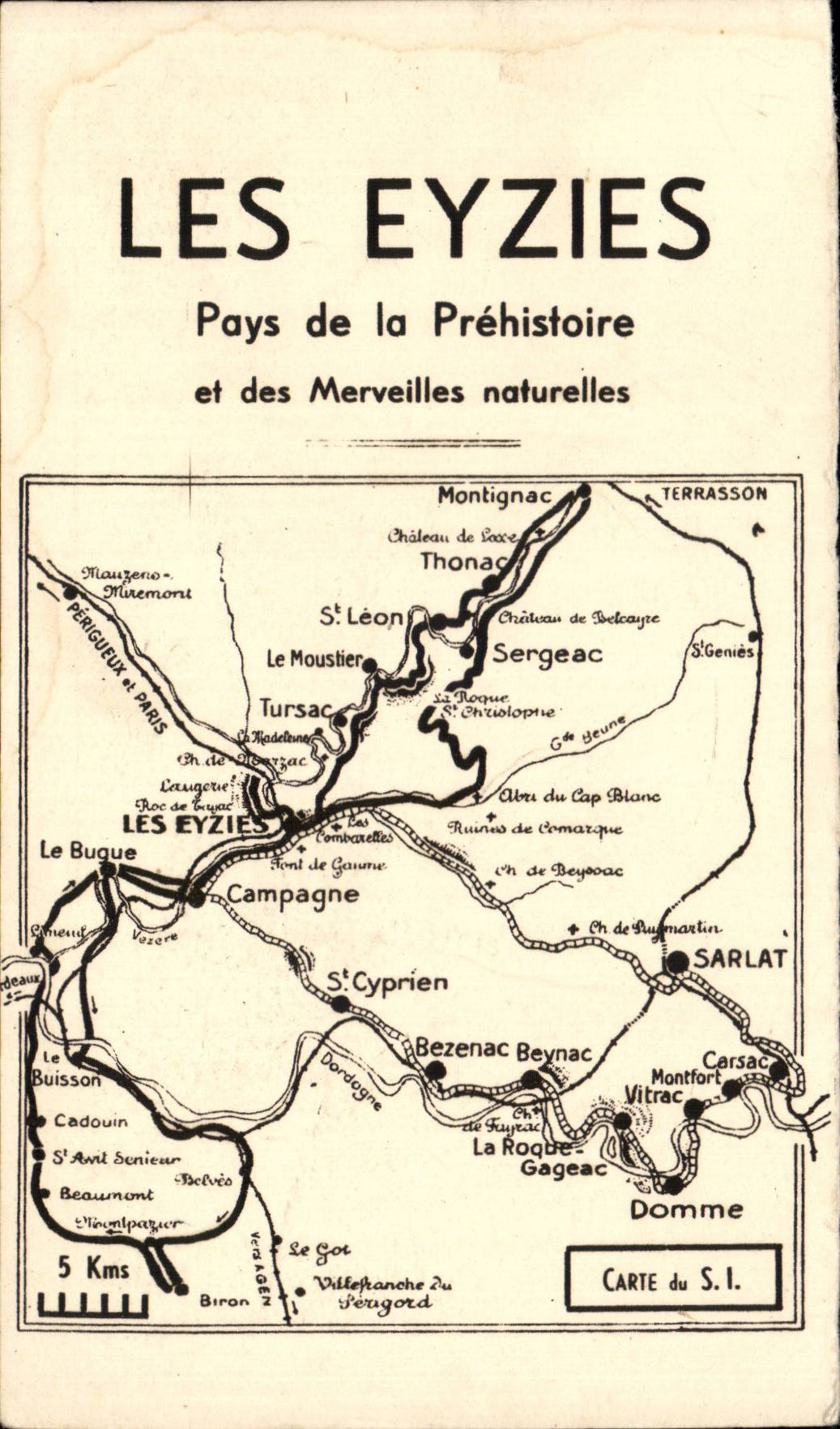 CPA Les Eyzies Capitale prehistorique (au dos Les trois types physiques de l'homme)