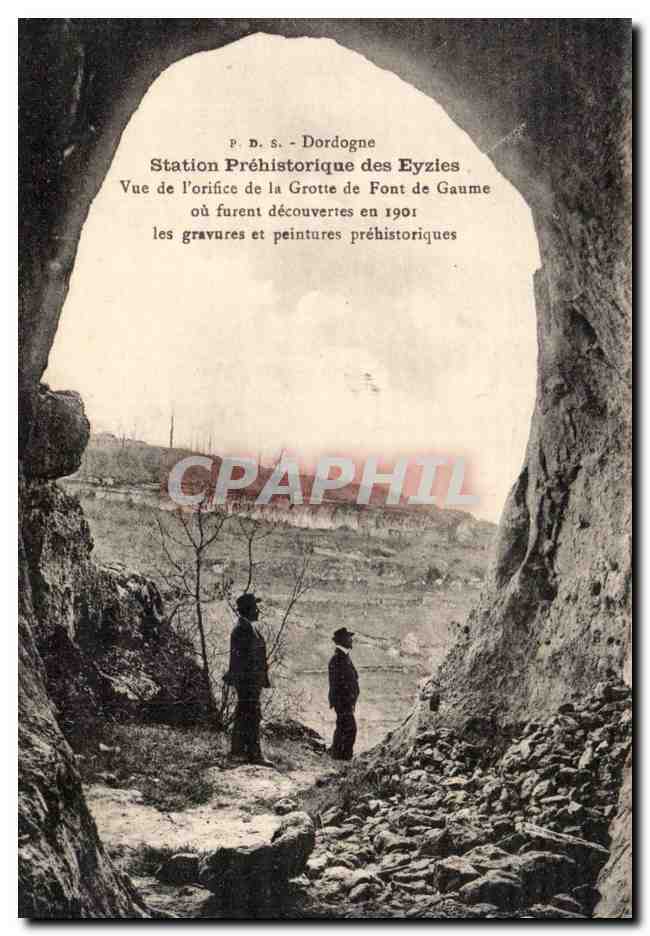 Station Préhistorique des Eyzies — Vue de l'orifice de la Grotte de Font de Gaume — P. D. S. - Dordogne
