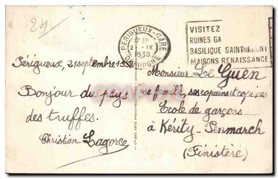 Périgueux — Vue sur le Cours Michel-Montaigne — CPHAPHIL n°227 — Rückseite