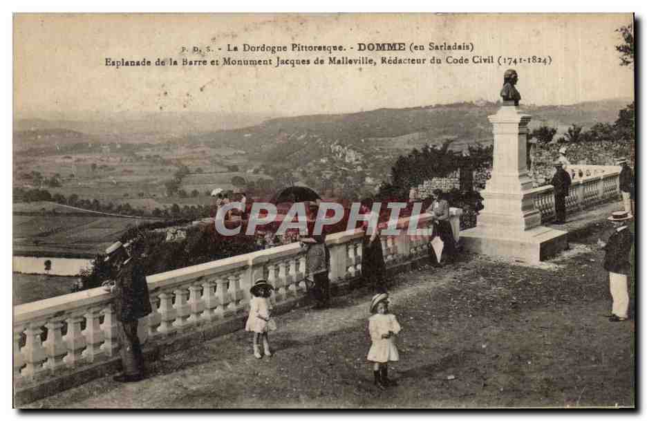 Esplanade de la Barre et Monument Jacques de Malleville — DOMME (en Sarladais) — P. B. S.