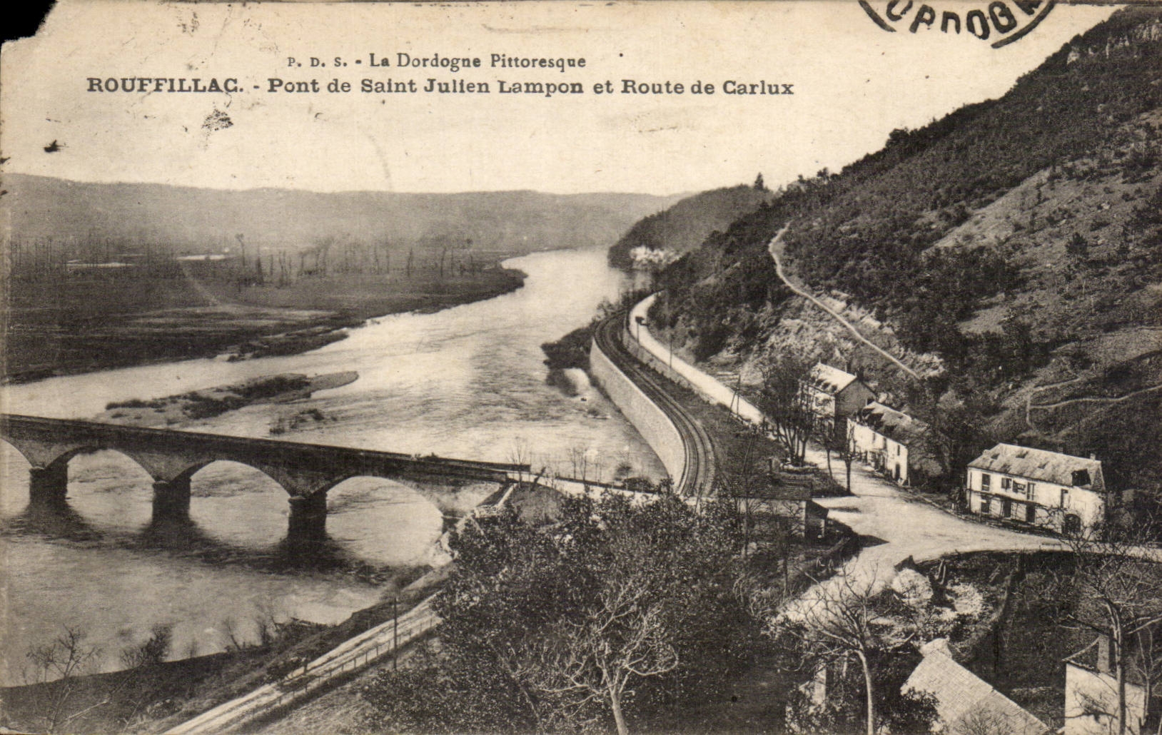 CPA Rouffillac Pont de Saint Julien Lampon et route de Carlux