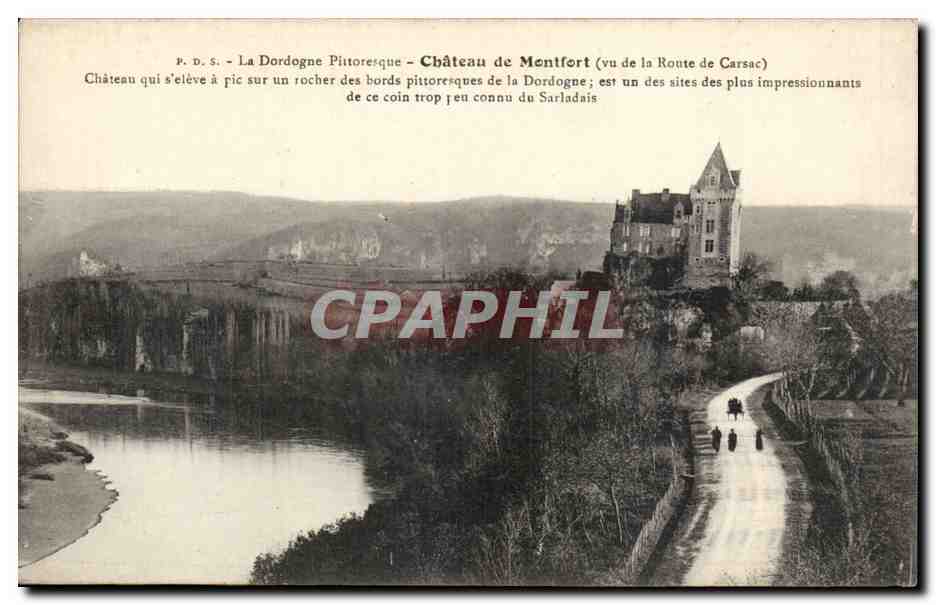 CPA Chateau de Montfort Vue de la route de Carsac