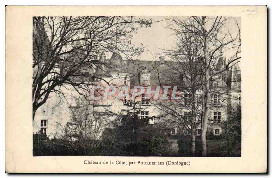 Château de la Côte, par Bourdeilles (Dordogne) — vue du château entouré d'arbres — éditeur non visible