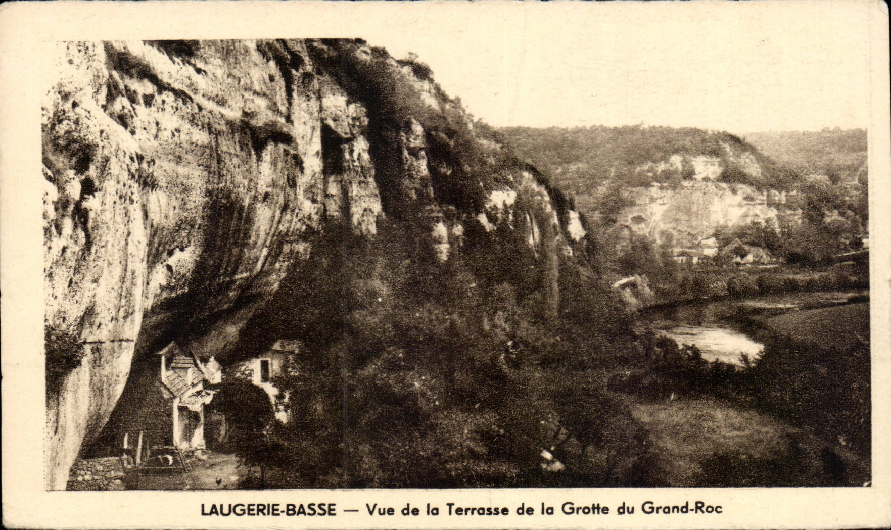 Laugerie-Basse — View of the Terrace of the Grand-Roc Cave — Chellian Period (from Chelles, Seine-et-Marne)