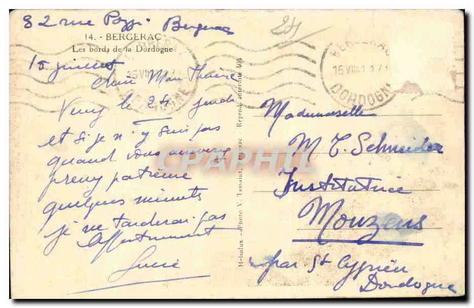 CPA Bergerac Les bords de la Dordogne — Rückseite