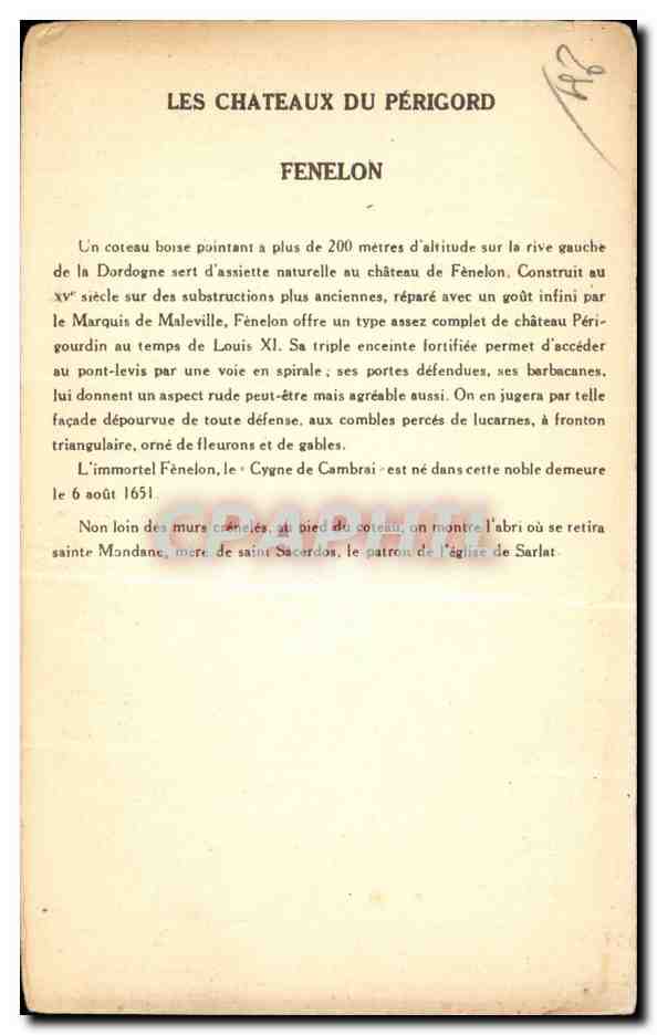 Château de Fénélon — Périgord — Série 10, Édition Fénélon — Reverso