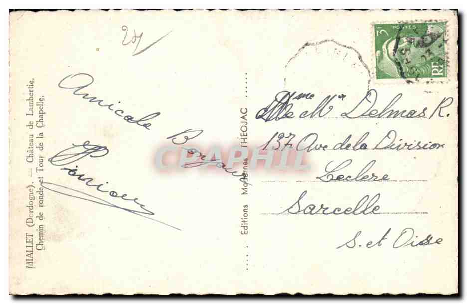 Château de Mallet — Tour de rondes — Éditions Moderne Théojac — Verso