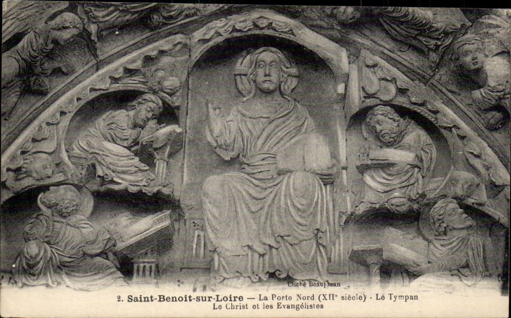 Saint-Benoît-sur-Loire — La Porte Nord (XIIe siècle) — Le Tympaan — Le Christ et les Évangélistes — Cliché Beaujman