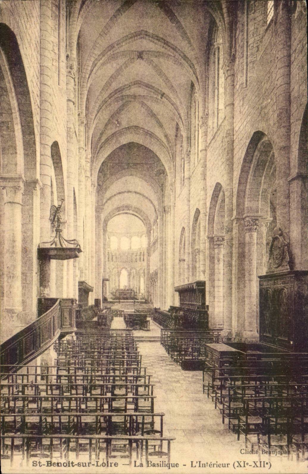 St-Benoît-sur-Loire — La Basilique — L'Intérieur (XIe-XIIe) — Cliche Beunjoian