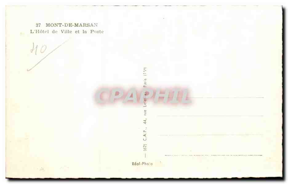 CPSM Mont de Marsan L'hotel de ville et la Poste — Rückseite