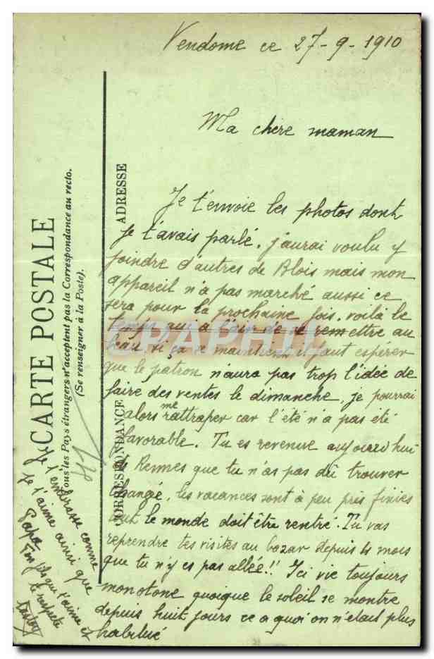 CPA Blois Le chateau Le salon d'honneur Le medaillon de la cheminee — Verso