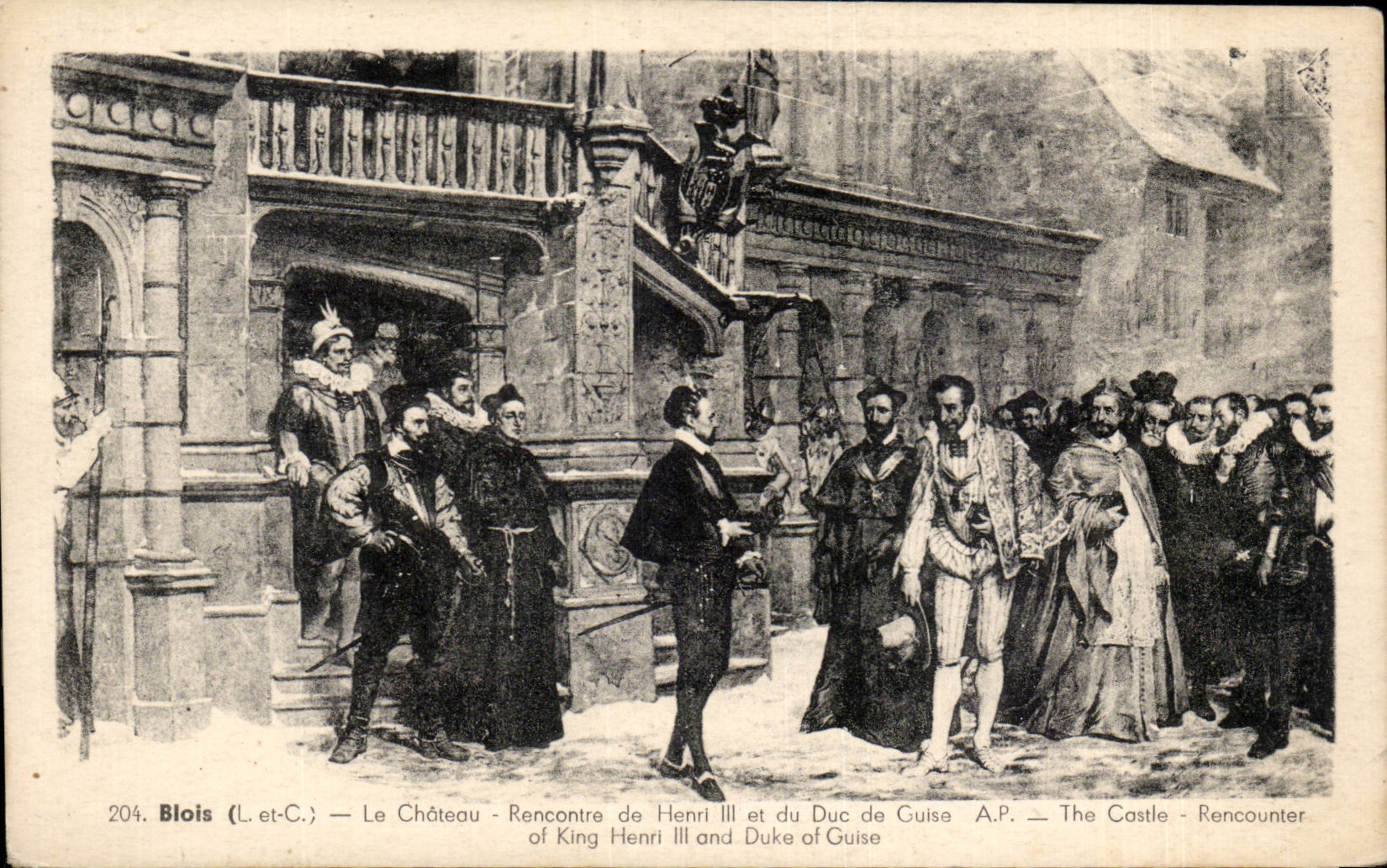 CPA Blois Le chateau Rencontre de Henri III et du duc de Guise 