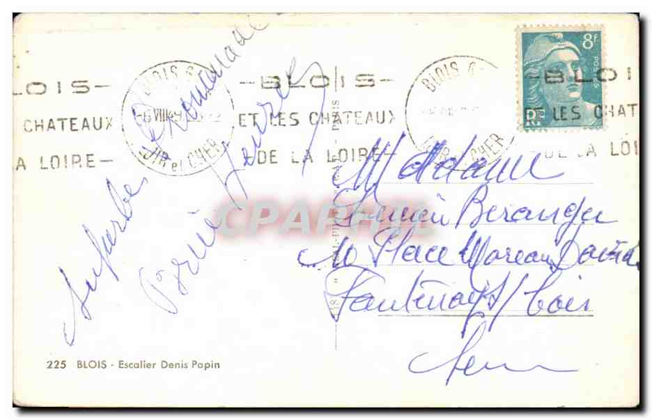 CPA Blois Escalier Denis Papin — Verso