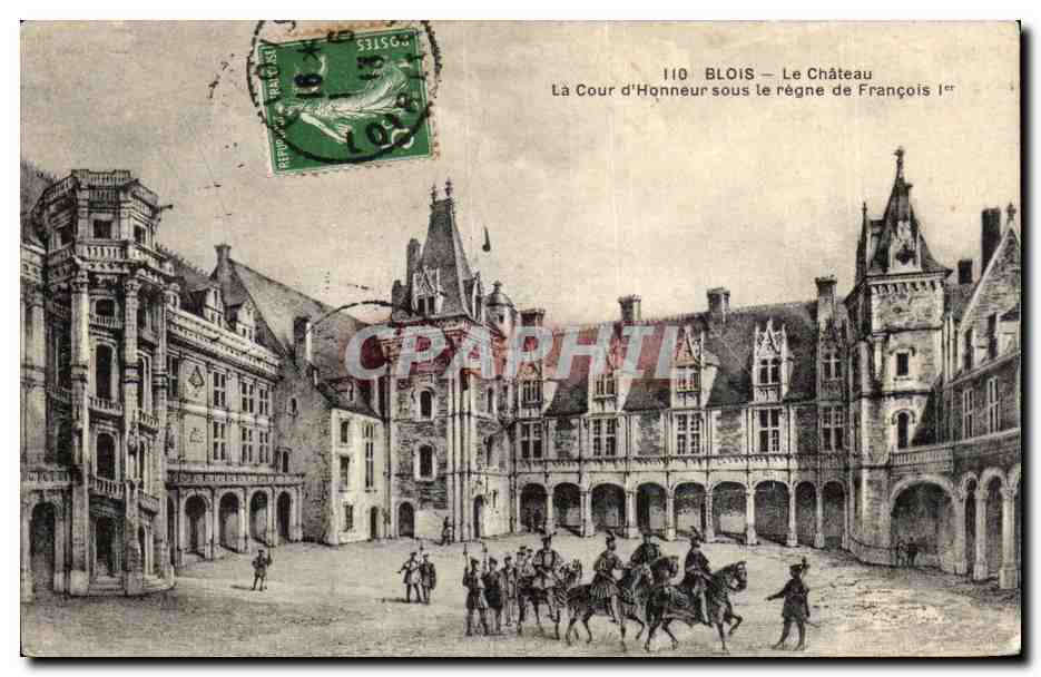 CPA Blois Le chateau La cour d'honneur sous le regne de Francois 1er