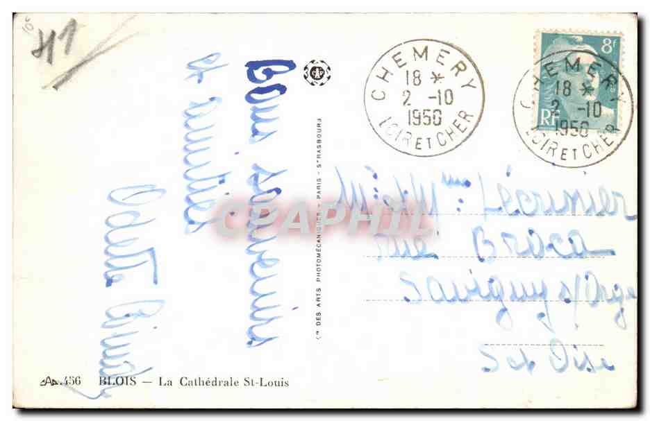 CPA Blois La cathedrale Saint Louis — Verso