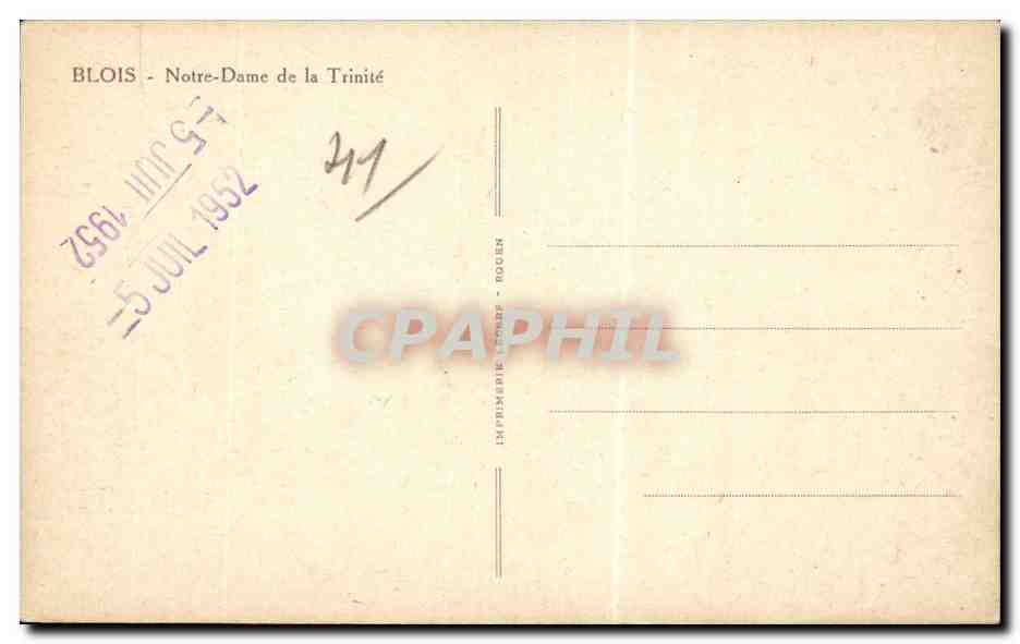 CPA Blois Notre Dame de la Trinite — Verso