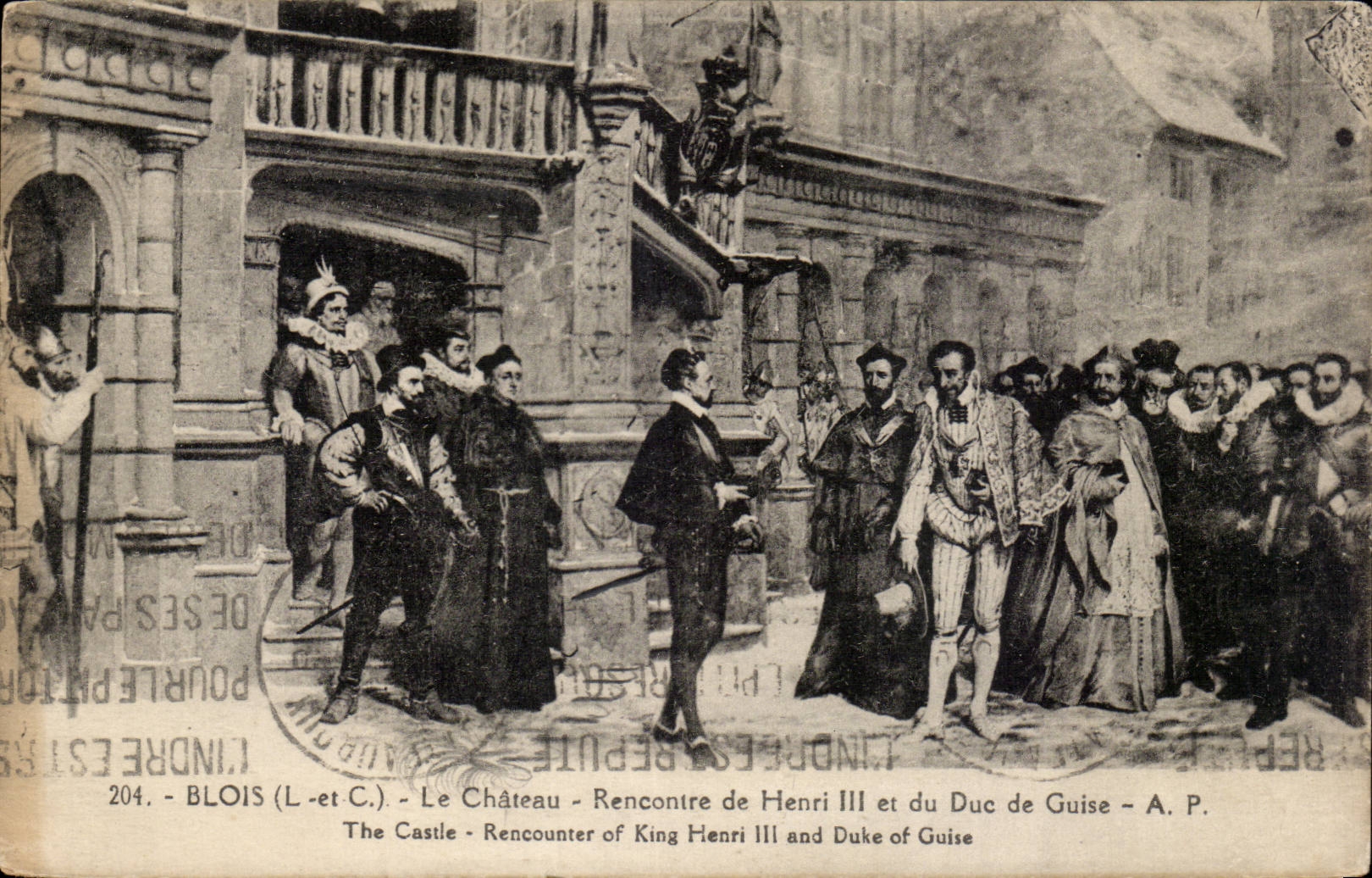 CPA Blois Le chateau Rencontre de Henri III et du duc de Guise