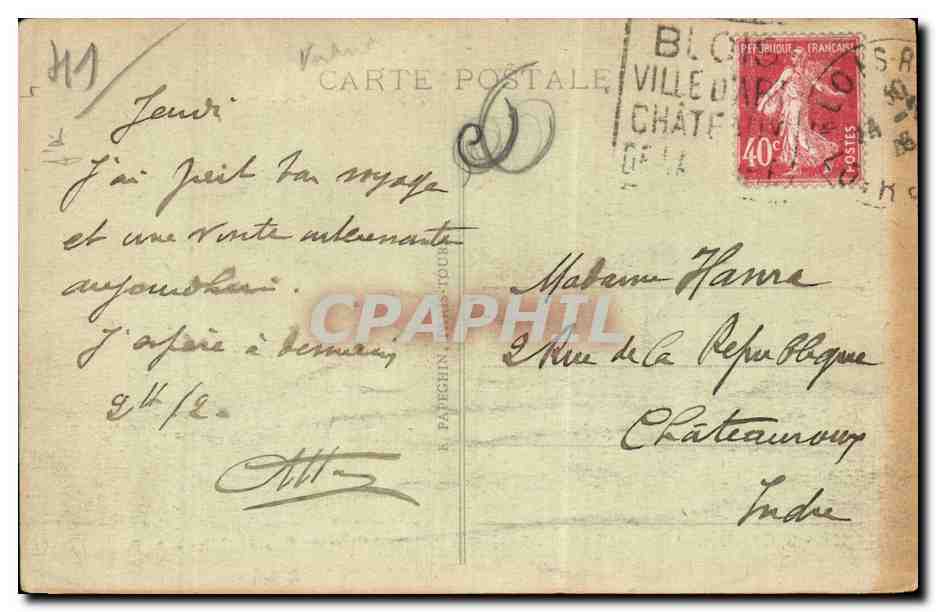 CPA Blois Le chateau Rencontre de Henri III et du duc de Guise — Verso