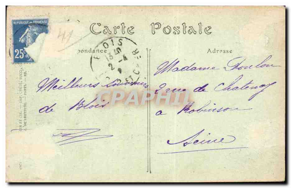 CPA Blois Le chateau L'attique — Verso