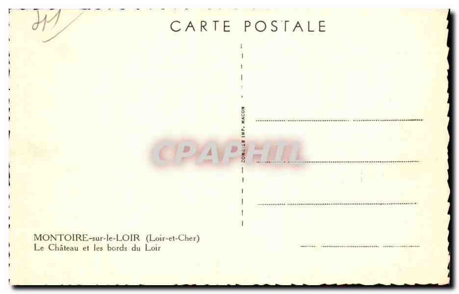 Montoire-sur-le-Loir — Le Château et les bords du Loir — Coneller Imp. Macon — Reverso
