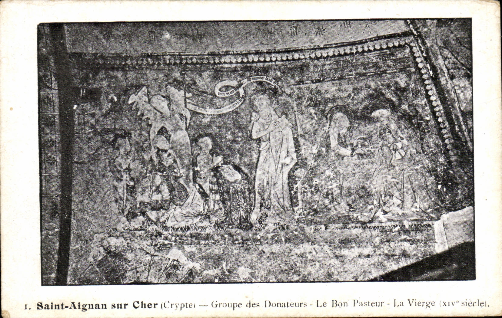 Saint-Aignan sur Cher — Crypte — Groupe des Donateurs - Le Bon Pasteur - La Vierge (xiv° siècle)